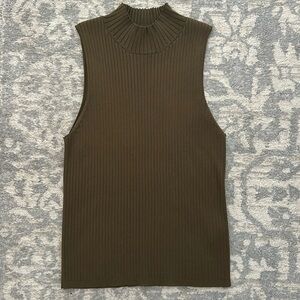 Madewell green ribbed sweater mock neck tank